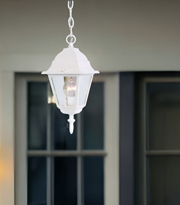 Distressed White Beveled Glass Outdoor Hanging Light - Image 2