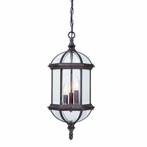 Three Light Dark Brown Eastern Lantern Hanging Light - Image 2