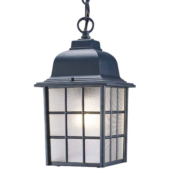 Matte Black Window Pane Lantern Hanging Light - Image 3