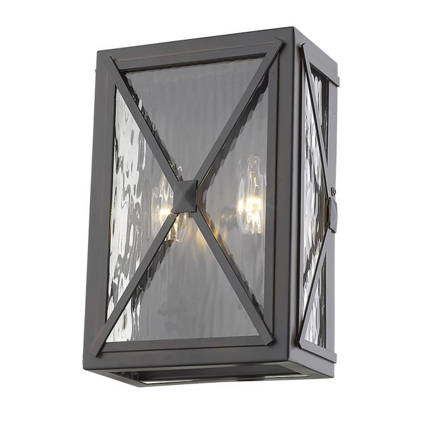 Burnished Bronze Criss Cross Water Glass Outdoor Light - Image 3