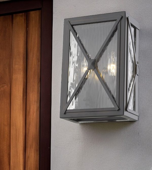 Burnished Bronze Criss Cross Water Glass Outdoor Light - Image 2