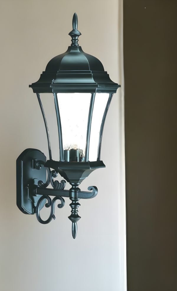 Matte Black Ornamental Carousel Lantern Wall Light - Image 2