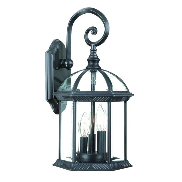 Three Light Matte Black Eastern Lantern Wall Light - Image 3