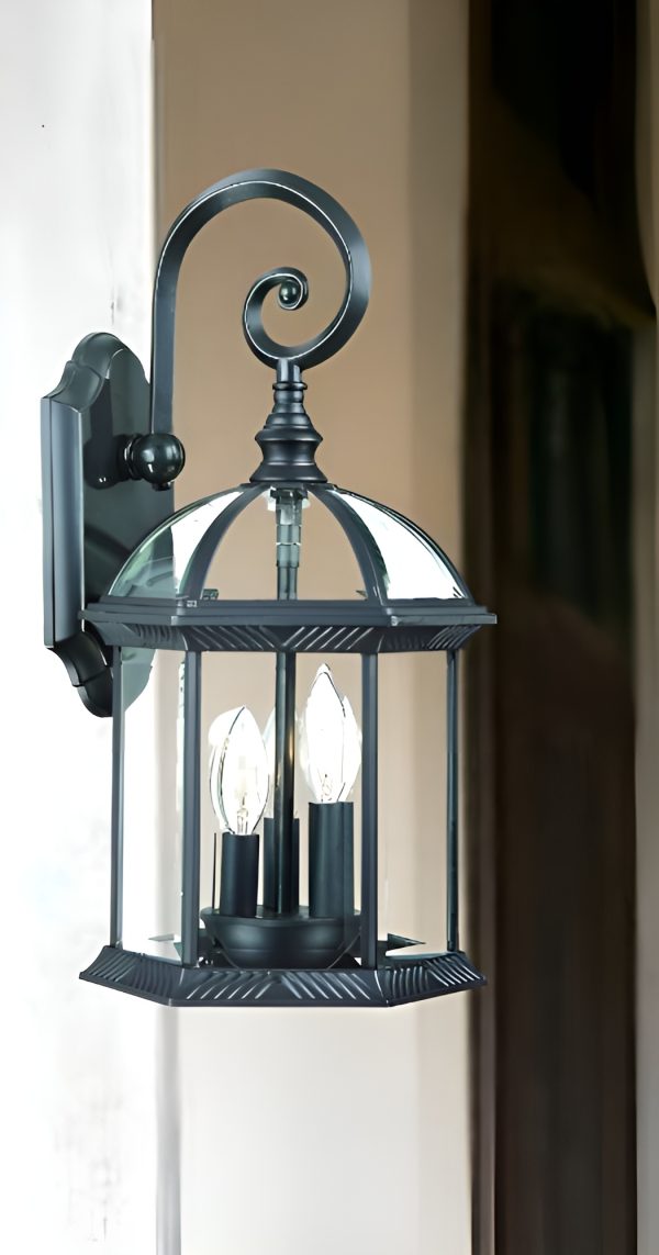Three Light Matte Black Eastern Lantern Wall Light - Image 2