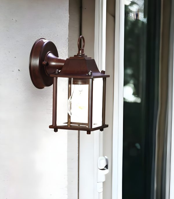 Dark Brown Hanging Glass Lantern Wall Light - Image 2