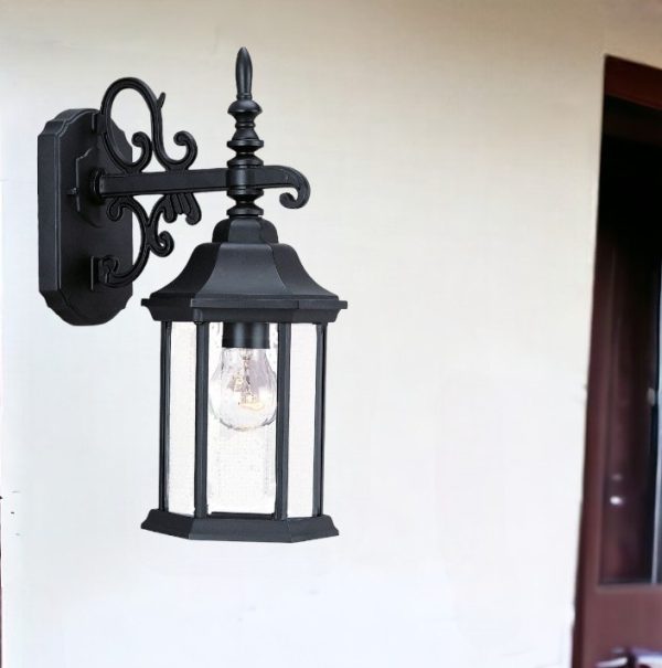 Petite Matte Black Domed Hanging Glass Lantern Wall Light - Image 2