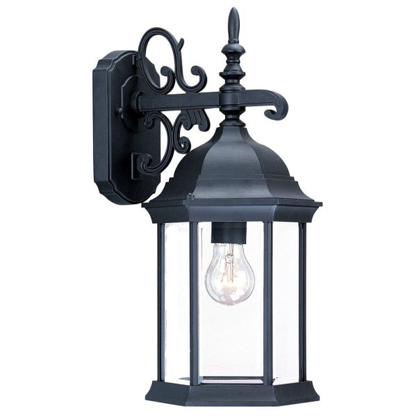 Narrow Matte Black Domed Hanging Glass Lantern Wall Light - Image 3