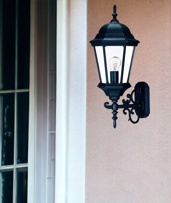 Matte Black Domed Glass Lantern Wall Light - Image 2