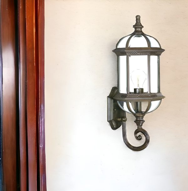 Antique Brown Cylindrical Lantern Wall Light - Image 2