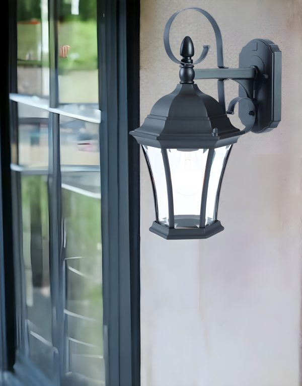 Matte Black Swing Arm Hanging Lantern Wall Light - Image 2
