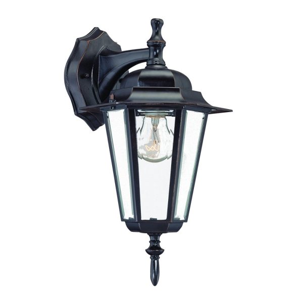 Antique Bronze Glass Hanging Lantern Wall Light - Image 3
