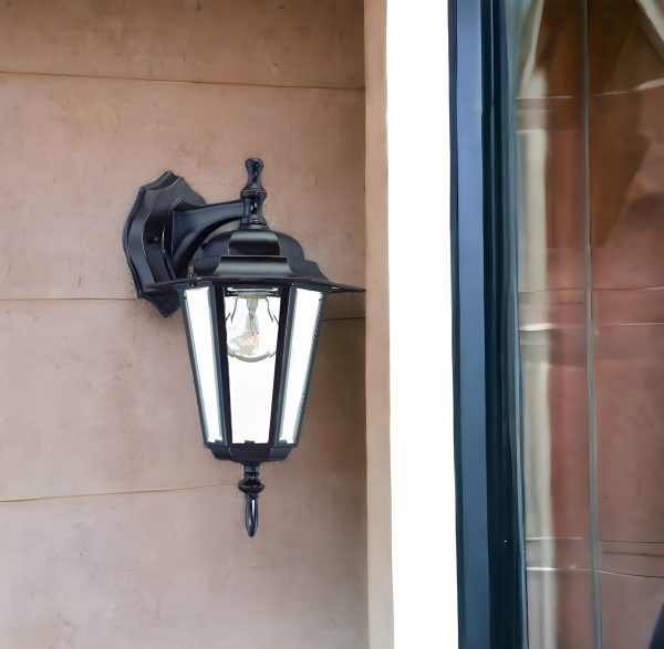 Antique Bronze Glass Hanging Lantern Wall Light - Image 2