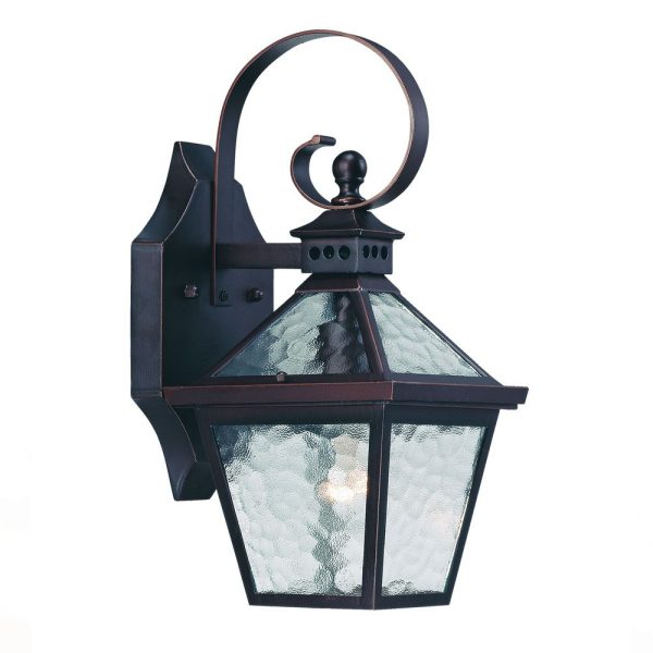 Two Light Antique Bronze Hammered Glass Wall Light - Image 3