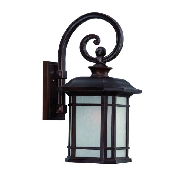 XL Antique Bronze Frosted Linen Glass Lantern Wall Light - Image 3