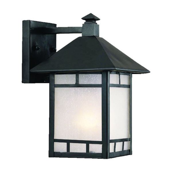 Petite Matte Black Frosted Glass Lantern Wall Light - Image 3