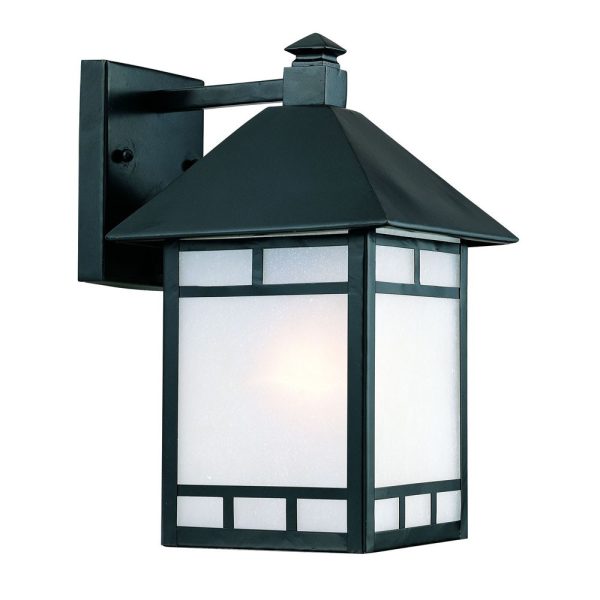 Matte Black Frosted Glass Lantern Wall Light - Image 3