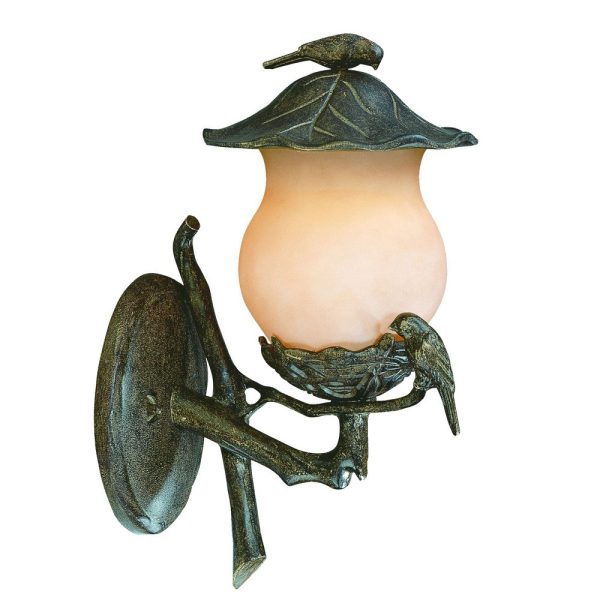 Vintage Black and Gold Bird Detail Lantern Wall Light - Image 3