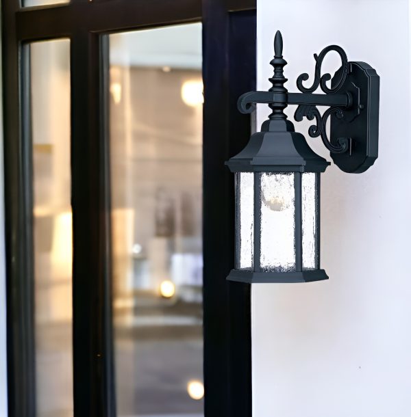 Narrow Matte Black Domed Hanging Lantern Wall Light - Image 2