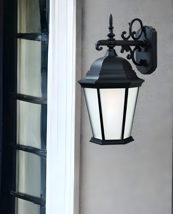 Matte Black Domed Hanging Lantern Wall Light - Image 2