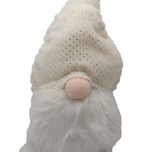 Creamy White Fuzzy Fabric Gnome