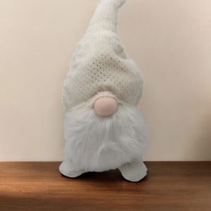 28" White Fabric Christmas Standing Gnome Tabletop Sculpture