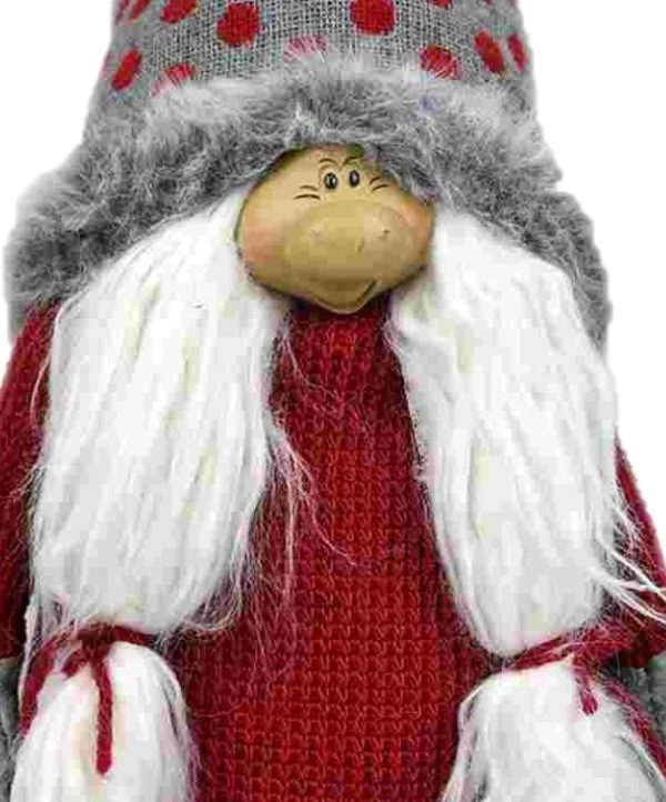 Red and Grey Spotted Hat Gnome with Pigtails - Image 3