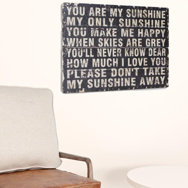 20" X 28" Rustic Black Wood You Are My Sunshine Wall Decor - Image 2