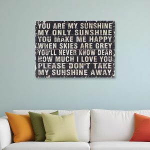 20" X 28" Rustic Black Wood You Are My Sunshine Wall Decor