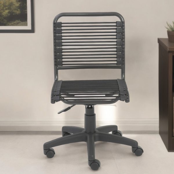 Black Adjustable Swivel Bungee Rolling Office Chair - Image 2