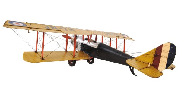 8" Yellow Red And Gray Metal Hand Painted Air Plane - Image 3