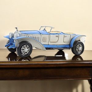 4" White Metal Hand Painted Model Car Tabletop Sculpture