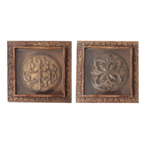 Set of 2 Rustic Carved Wood Wall Art - Image 3