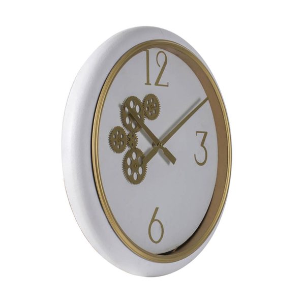 White and Gold Gears Minimal Wall Clock - Image 2