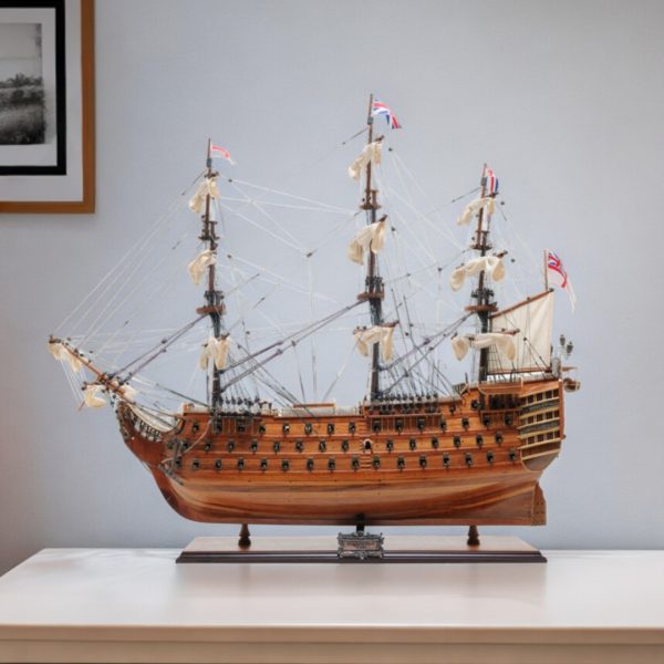 36" Wood Brown HMS Victory Hand Painted Decorative Boat - Image 2