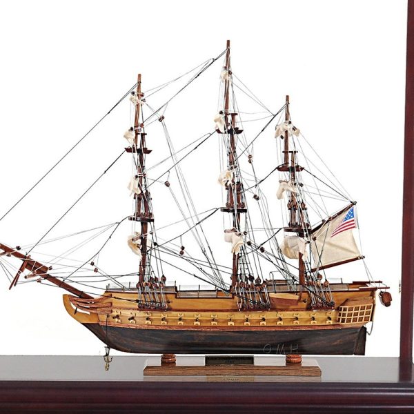 50" Wood Brown 1797 USS Constitution Hand Painted Boat with Case - Image 3
