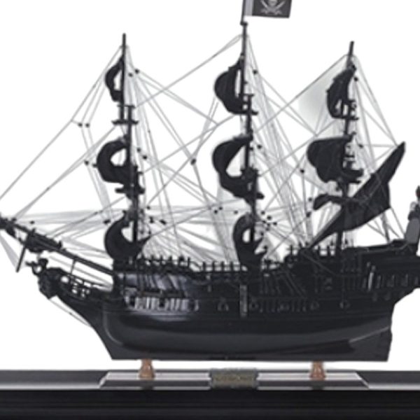 32" Black Black Pearl Pirate Medium Display Case Boat Hand Painted Decorative Boat - Image 3