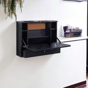 26" Black Wall Mounted Floating Desk