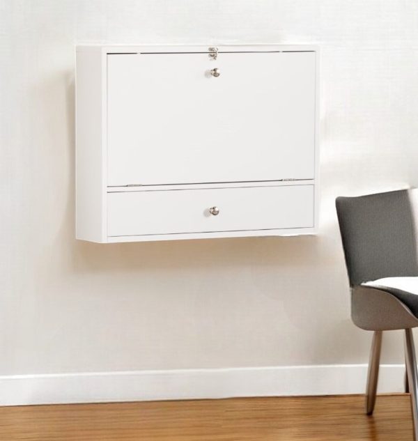 26" White Wall Mounted Floating Desk - Image 2