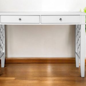 43" White Writing Desk With Two Drawers