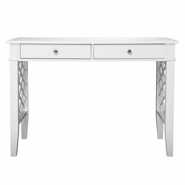43" White Writing Desk With Two Drawers - Image 2