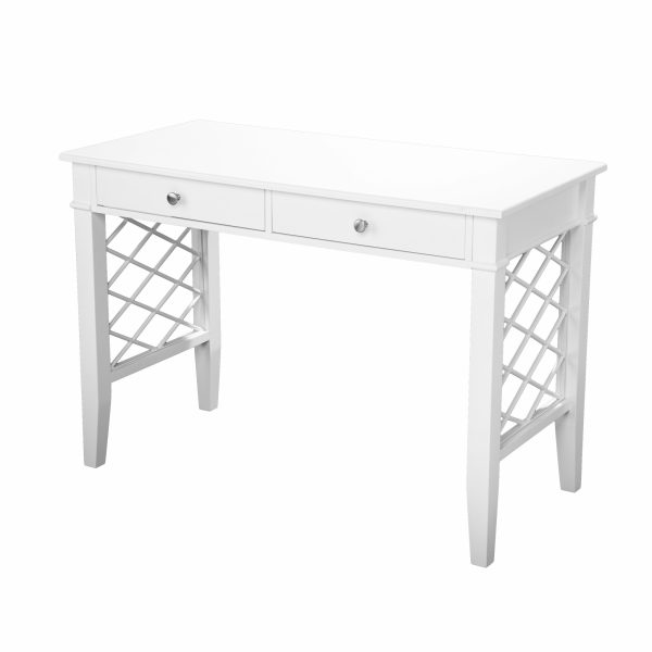 43" White Writing Desk With Two Drawers - Image 3