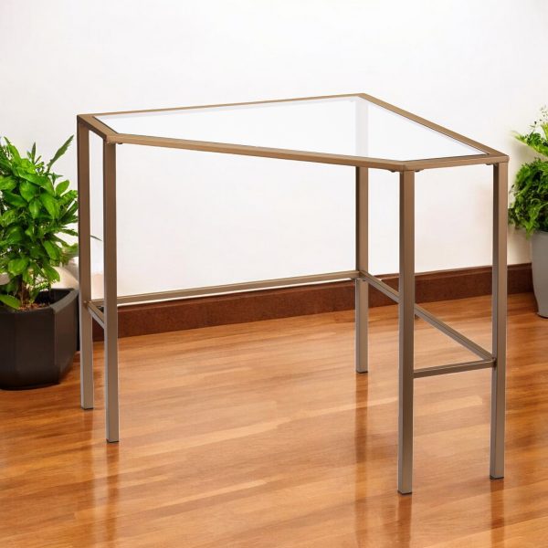 42" Clear and Gold Glass Writing Desk - Image 2