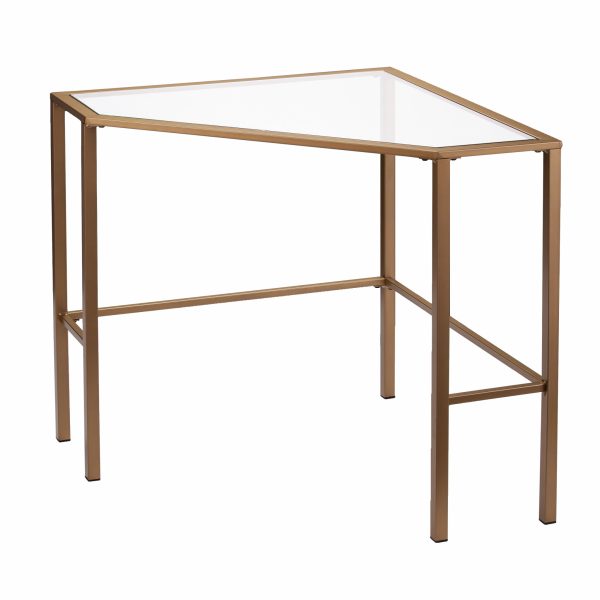 42" Clear and Gold Glass Writing Desk - Image 3