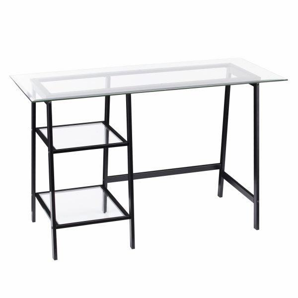 46" Clear and Black Glass Writing Desk - Image 2