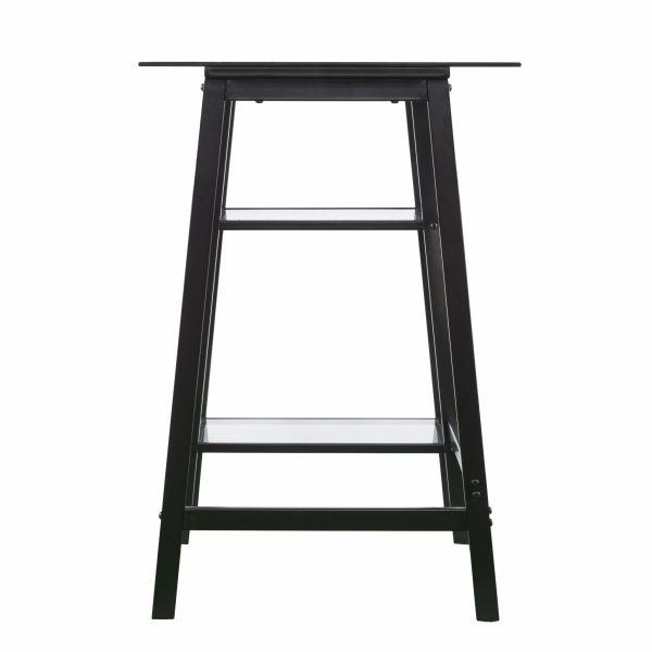 46" Clear and Black Glass Writing Desk - Image 3