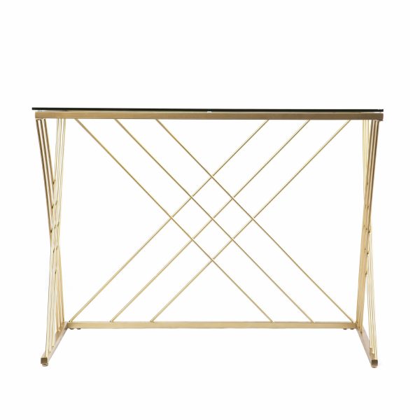 40" Clear and Gold Glass Writing Desk - Image 2