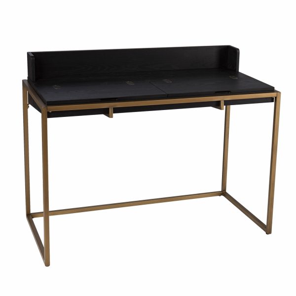 46" Black And Gold Writing Desk - Image 3