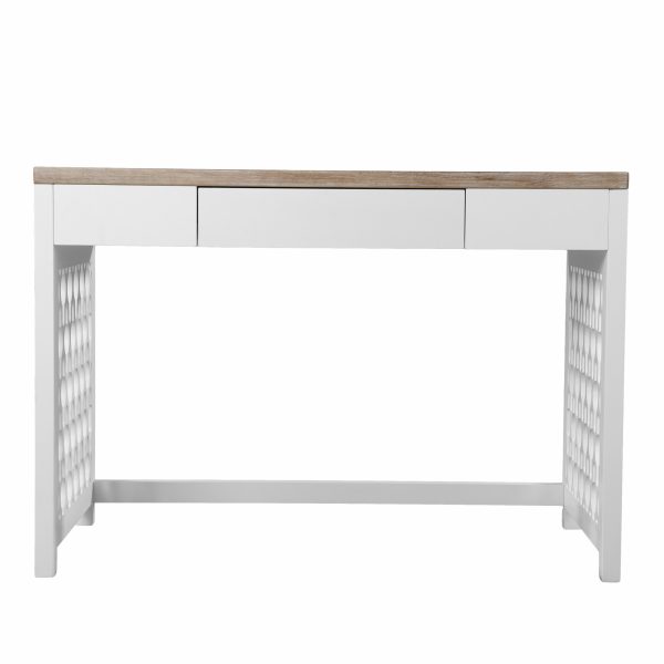 43" Natural And White Writing Desk With Three Drawers - Image 2