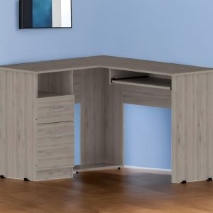 41" Light Gray L Shape Computer Desk With Two Drawers