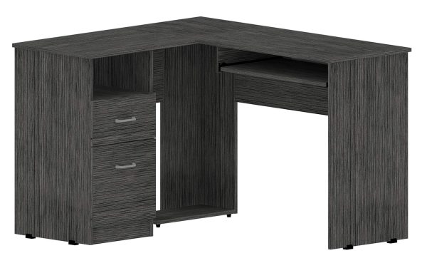 41" Gray L Shape Computer Desk With Two Drawers - Image 2